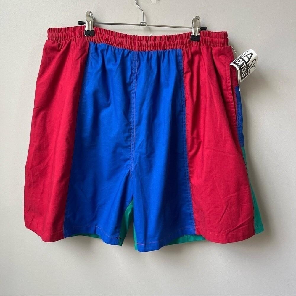 Vintage Swim Trunks Men's XL New NWT Deadstock Red Blue Preppy Rugby Cotton 7"